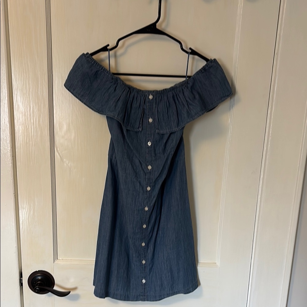 Hollister Blue Ruffled Off-Shoulder Sundress